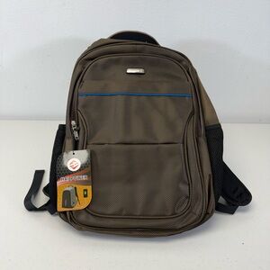 Men's Brown Backpack with Blue Accent - Unbranded